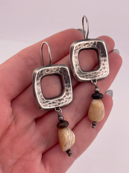 sterling silver Silpada agate textured hook earrings