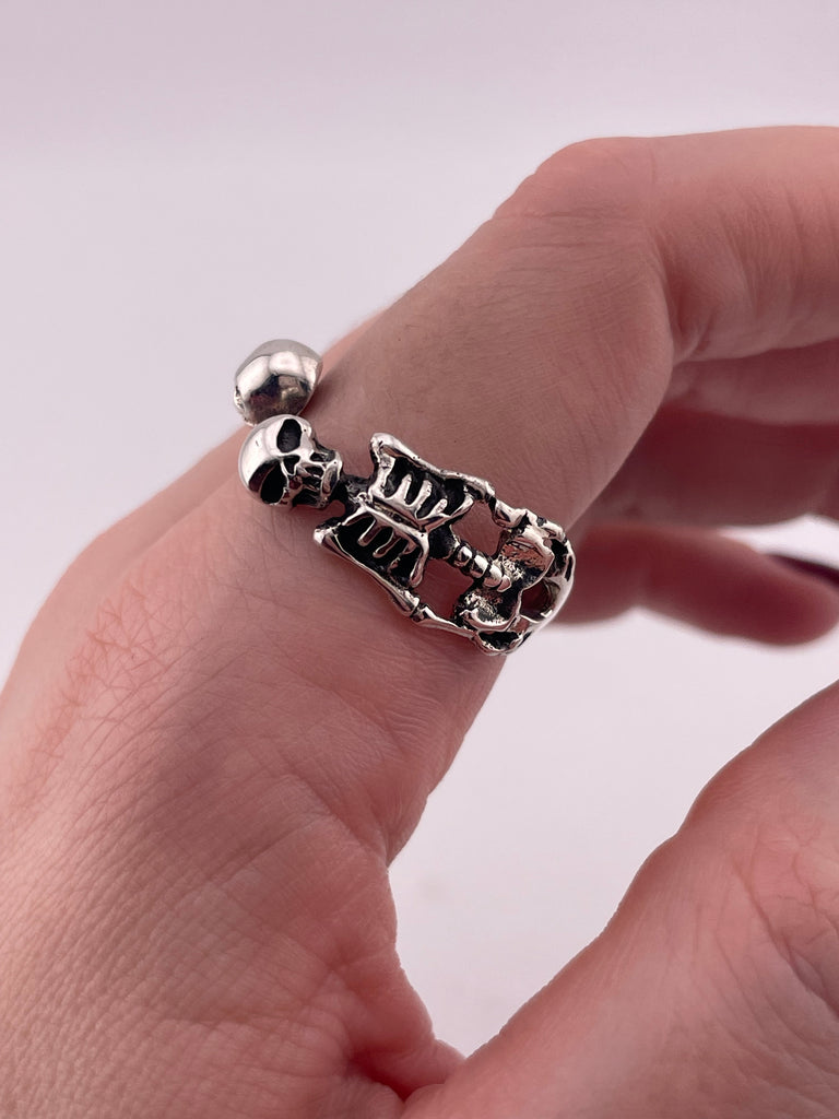 Skrloton Rings size 12 sterling silver skeleton open band ring – Nomads' Novelties