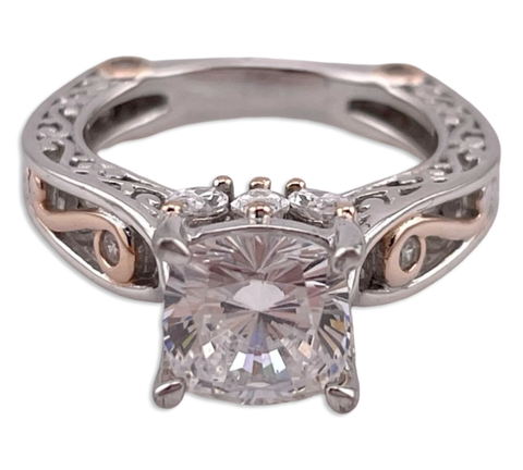 size 7 sterling silver gold wash accent rhinestone ring