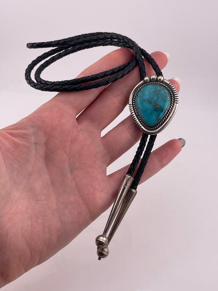 sterling silver Will Vandever Native American turquoise bolo tie