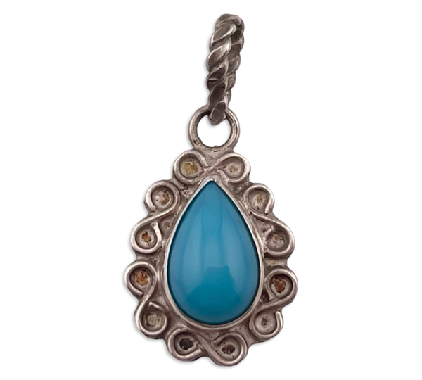 sterling silver turquoise tear drop shape pendant