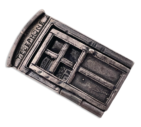 sterling silver telephone booth brooch pin