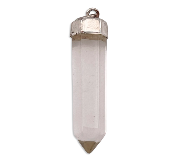 sterling silver quartz crystal point pendant
