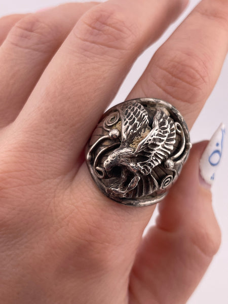 size 12.25 sterling silver eagle ring