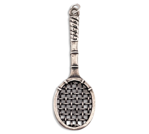 sterling silver older style tennis racket pendant