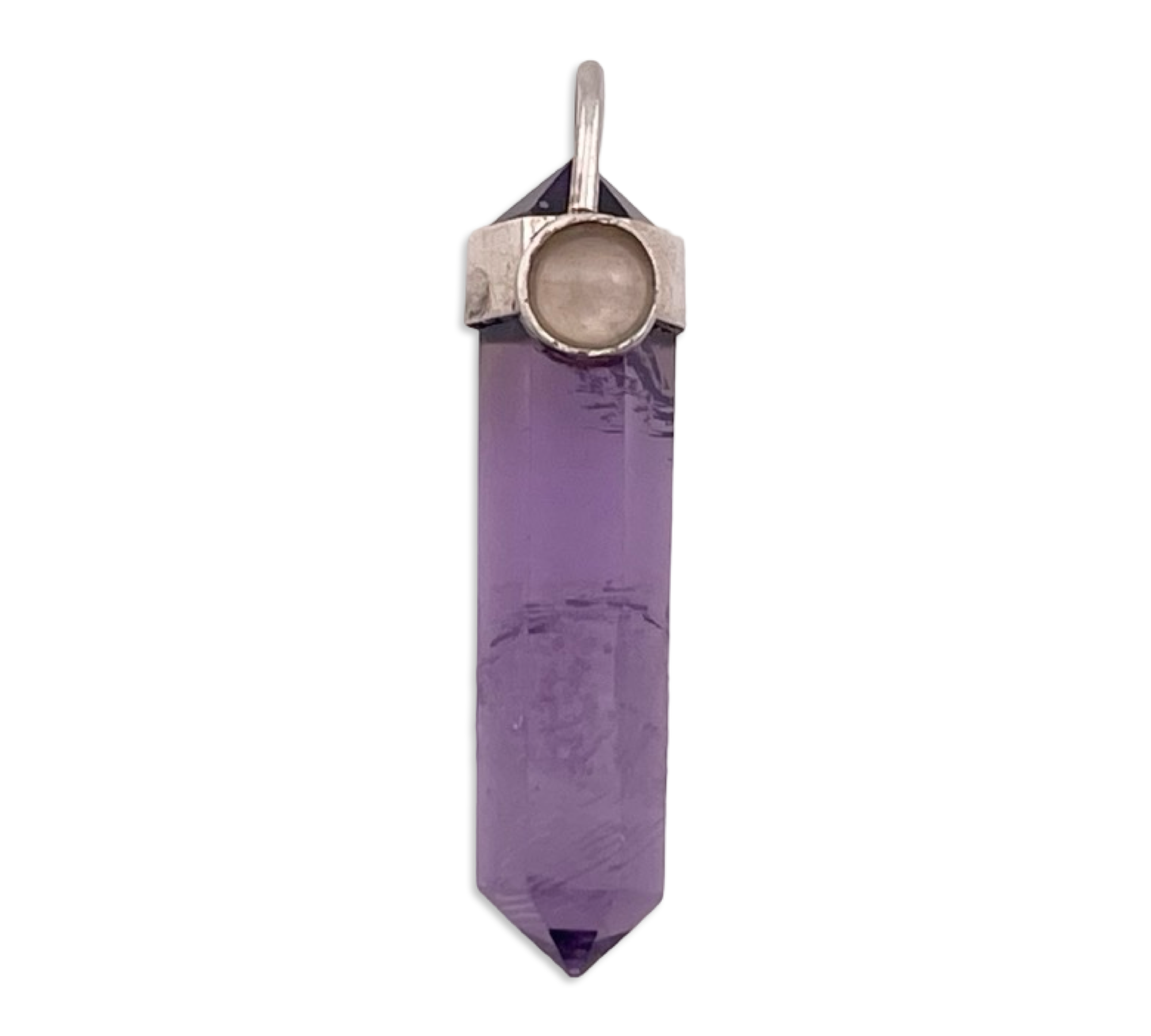 sterling silver amethyst & quartz crystal pendant