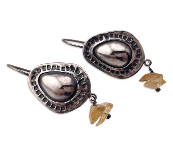 sterling silver Silpada citrine domed hook earrings