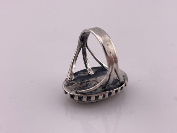 size 7.25 sterling silver petrified wood ring