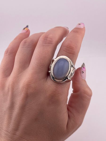 size 11 sterling silver agate rhinestone ring