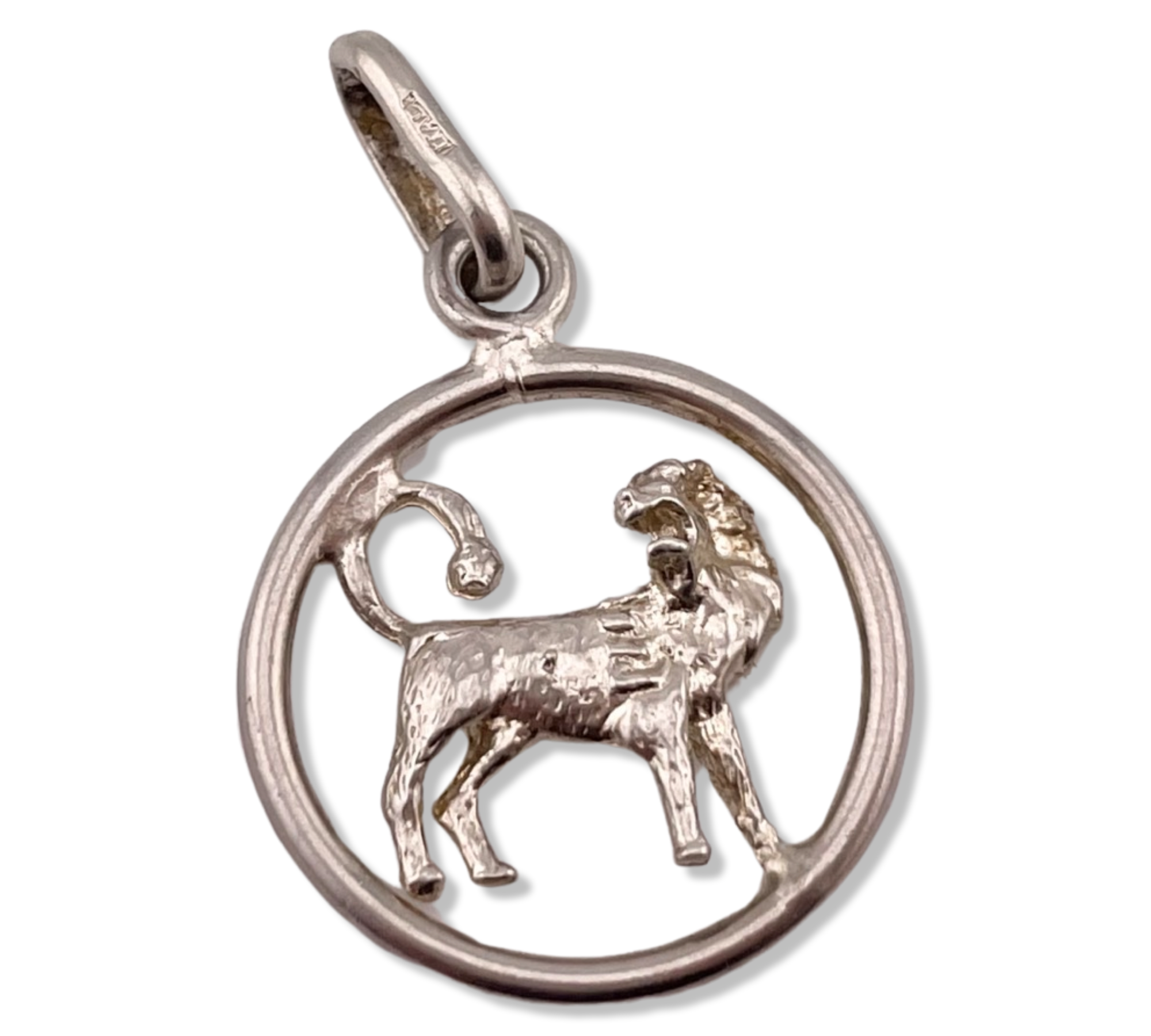 sterling silver Leo the Lion zodiac sign cut-out design pendant