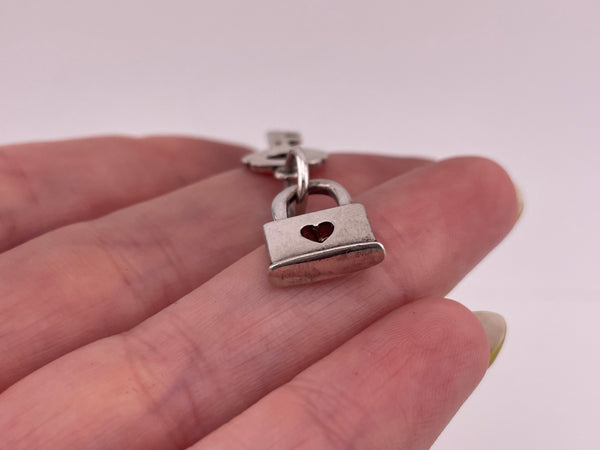 sterling silver key heart padlock pendant