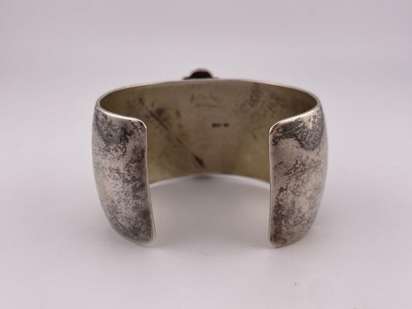 sterling silver chunky heavy ~55 grams wide multi-stone cuff bracelet