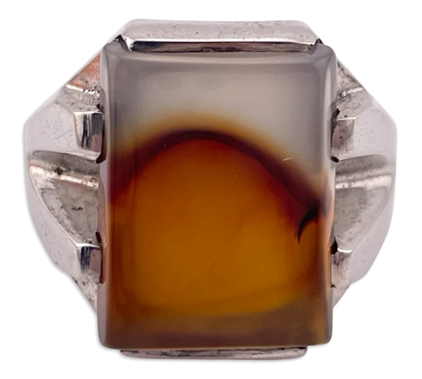 size 9.5 sterling silver rhodium plated Montana agate ring