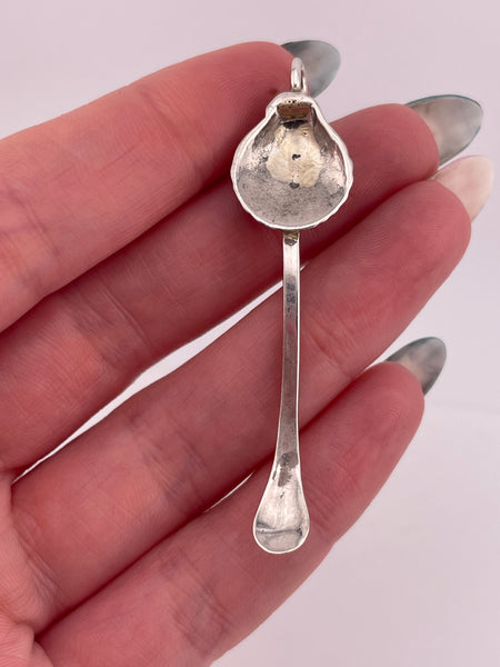 sterling silver scallop sea shell spoon pendant