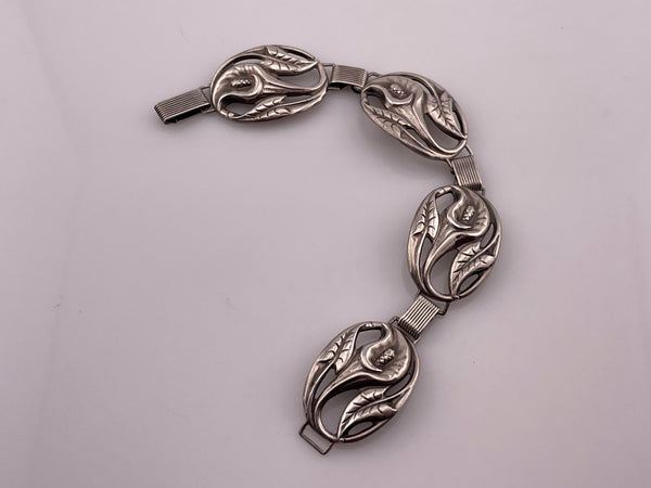 sterling silver Danecraft 7 1/2" lily link bracelet