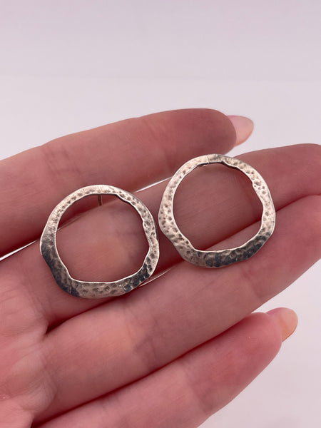 sterling silver Silpada organic hammered circle post earrings