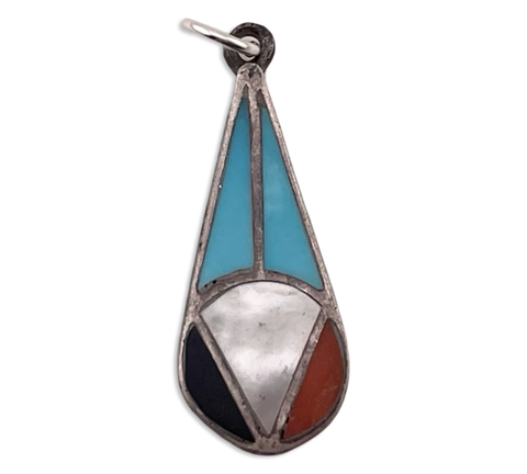 sterling silver multi-stone inlay pendant