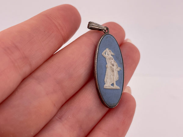 sterling silver Wedgwood pottery pendant