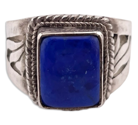 size 7.25 sterling silver lapis rectangle ring