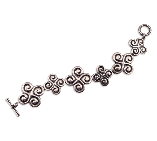 sterling silver 7 1/4" heavy stoneless toggle clasp link bracelet
