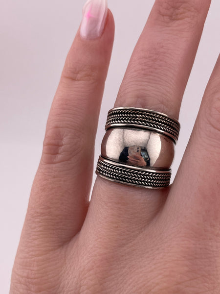 size 6.5 sterling silver chunky wide band stoneless ring