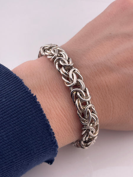 sterling silver 7 5/8" chunky byzantine chain link bracelet