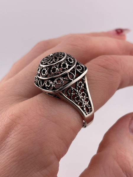 size 11.25 sterling silver stoneless filigree design ring