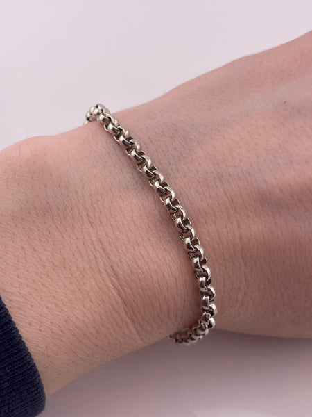 sterling silver 7" rolo chain link toggle bracelet