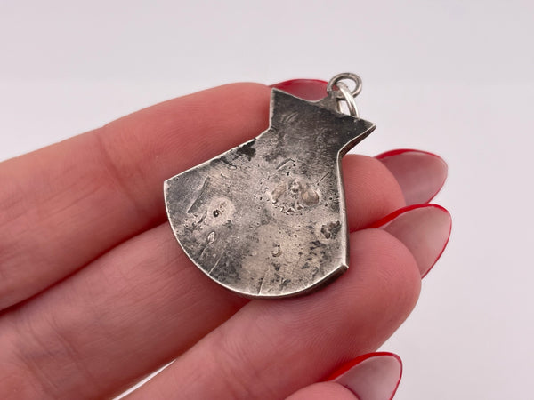 sterling silver stoneless overlay cut-out design pendant