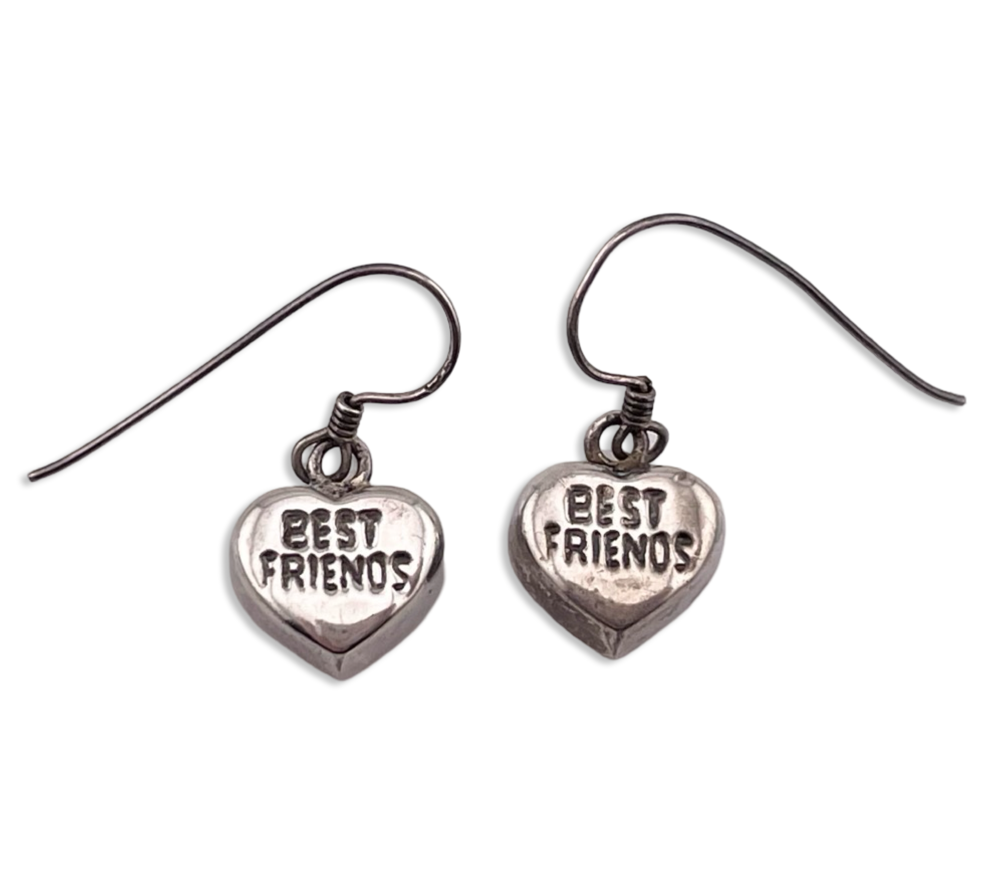 sterling silver "Best Friends" hook dangle earrings