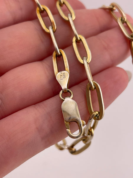 sterling silver 15-3/4" gold wash paperclip chain necklace ***AS IS***