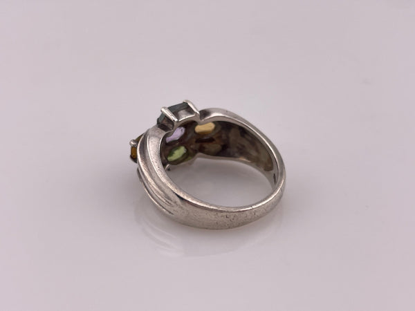 size 8.25 sterling silver multi-gemstone ring