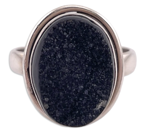 size 8 sterling silver druzy doublet ring