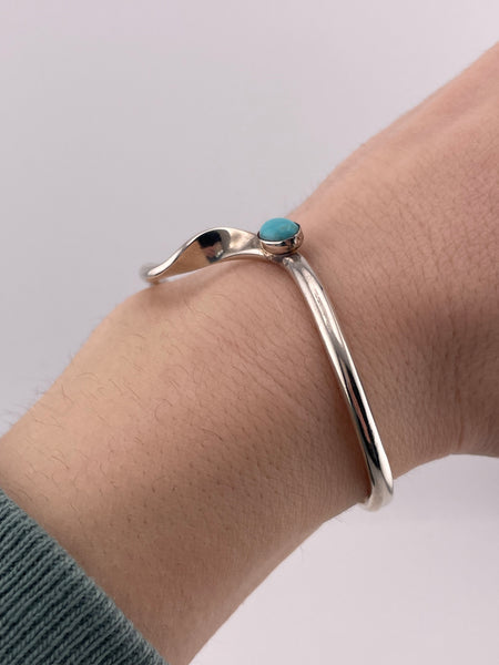 sterling silver 6-1/4" twisted turquoise bracelet