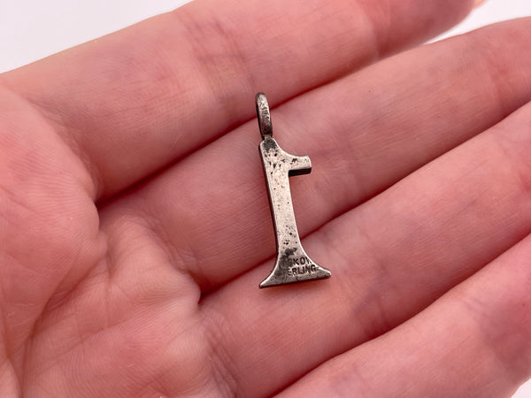 sterling silver '1' pendant