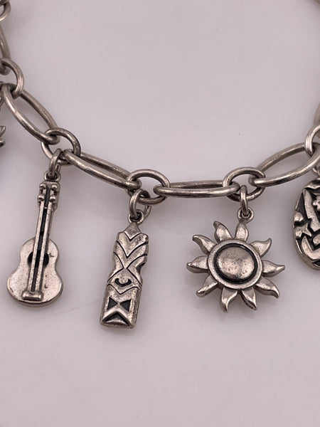sterling silver designer Na Hoku Hawaii charm link bracelet