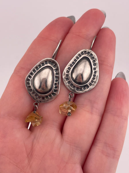 sterling silver Silpada citrine domed hook earrings