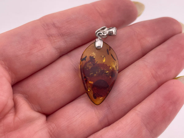 sterling silver faux amber pendant
