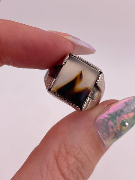 RESERVED PRIVATE LISTING -- sterling silver agate ring A39