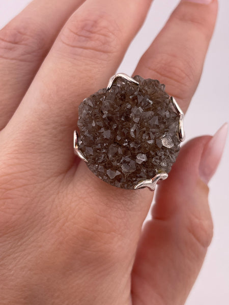 size 9.75 sterling silver druzy ring