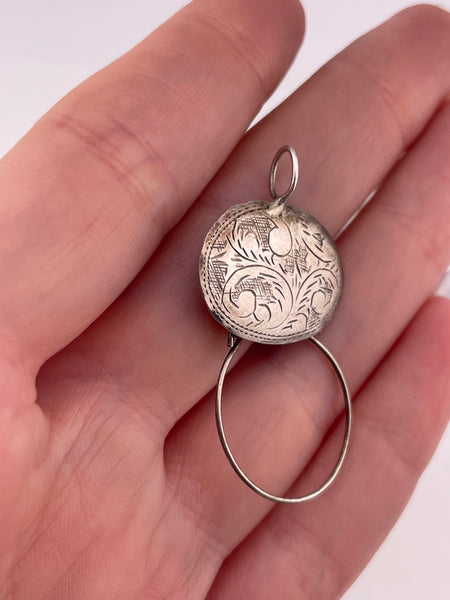 sterling silver etched charm holder pendant