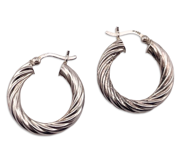sterling silver 3/4" cable hoop earrings