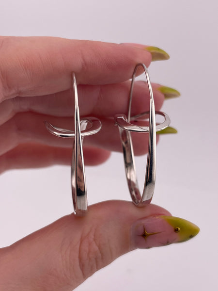 sterling silver stoneless funky swirly threader dangle earrings