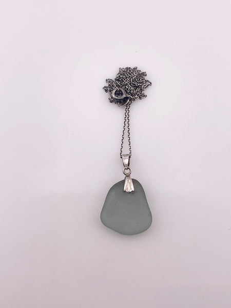 sterling silver 20" sea glass necklace
