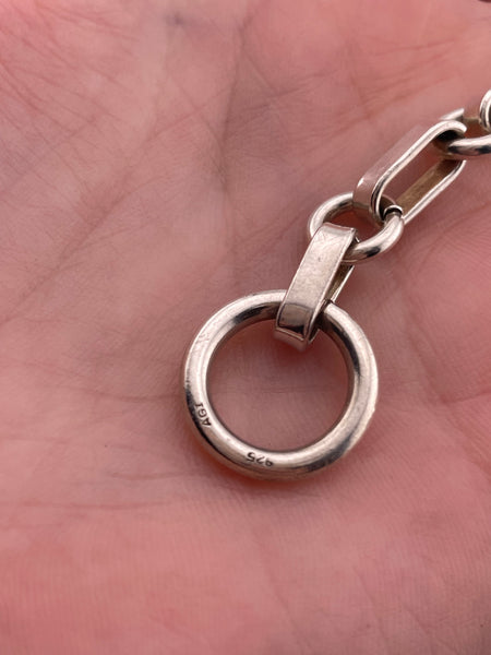 sterling silver stoneless paperclip circle chain link toggle clasp bracelet