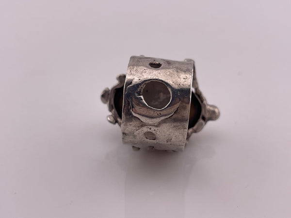 size 7.75 sterling silver dark agate brutalist artisan ring