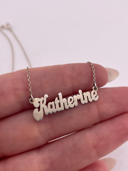 sterling silver 'Katherine' name necklace