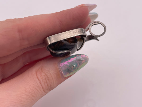 sterling silver artisan tiger's eye fish pendant