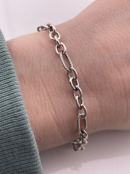 sterling silver designer Clover diamond heart chain link bracelet