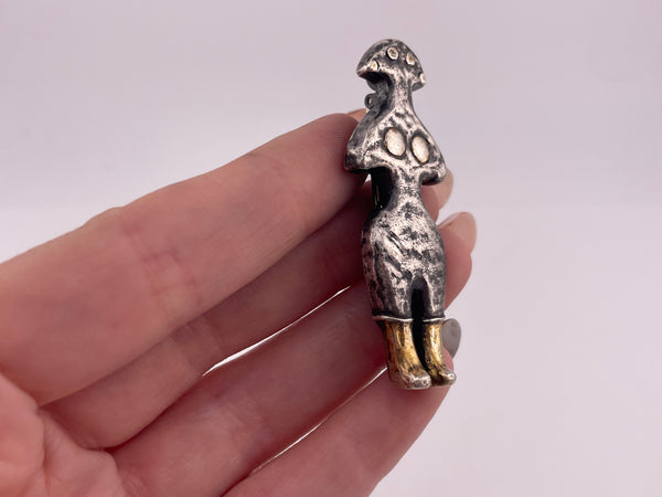 sterling silver  & gold plated Museum of Fine Arts goddess pendant / brooch